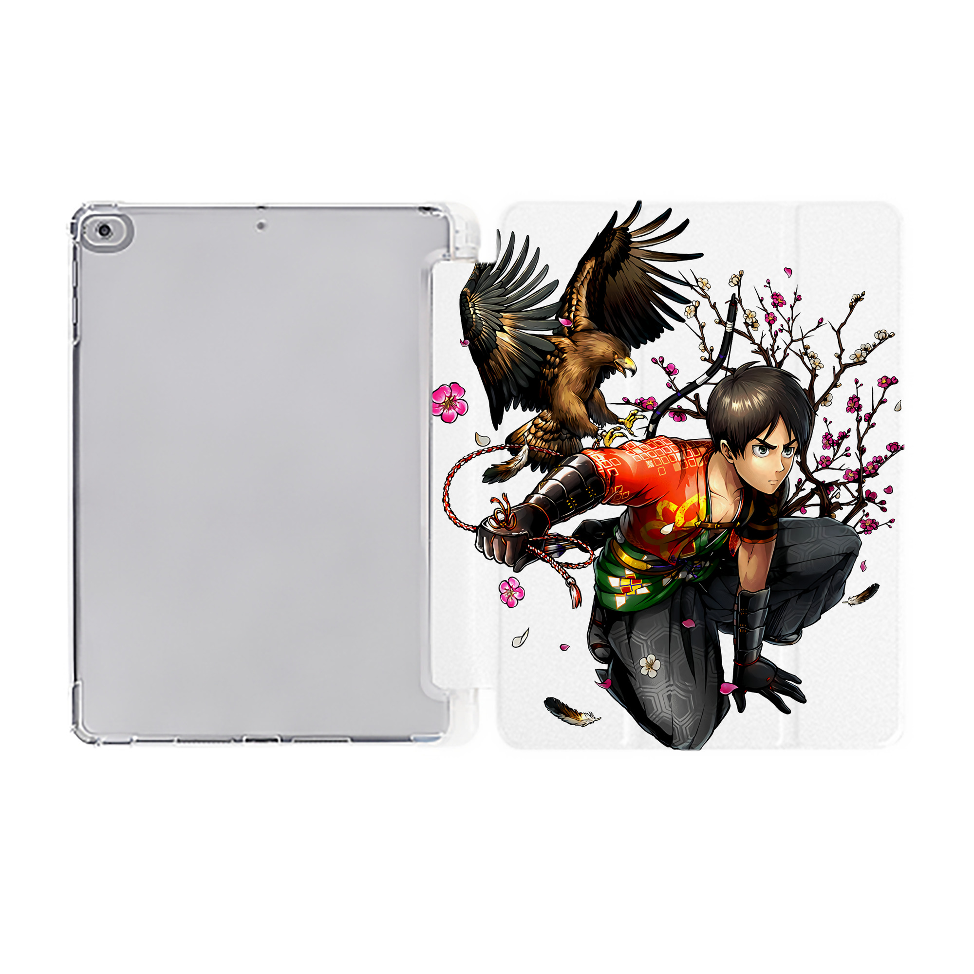 （画像用） 進撃の巨人 エレン･イェーガー Attack on Titan Eren Jäger IPad ケース ペン収納付き 三つ折りスタンド PUレザー×シリコン 対応機種9.5/10.5/10.9インチ